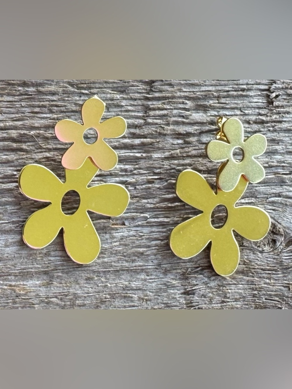 Gold Flower Dangle Earrings